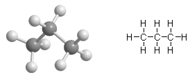 <strong>What feature of a molecule is illustrated by the ball-and-stick model of ethane on the left that is not illustrated by the Lewis dot structure on the right? </strong> A) Nothing, these models illustrate the same thing. B) the bonds C) the types of atoms D) the three-dimensional shape of the molecule E) the core electrons