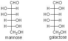 <strong>The structures of mannose and galactose are given below. What is the relationship between these two monosaccharides? </strong> A) They are identical. B) They are constitutional isomers. C) They are diastereomers. D) They are enantiomers. E) They are conformers.