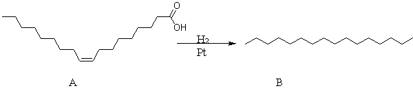 <strong>The reaction of fatty acid A is an example of a(n) </strong> A) neutralization. B) combustion. C) oxidation. D) reduction. E) condensation.