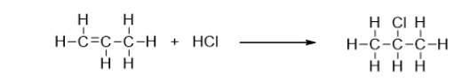 What type of reaction is the addition of hydrochloric acid (HCl)to propene?