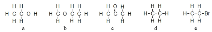 <strong>Which of the molecules below does NOT have a permanent dipole? </strong> A) structure a B) structure b C) structure c D) structure d E) structure e