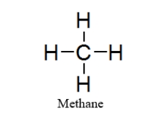 In the methane molecule (complete the sentence)  