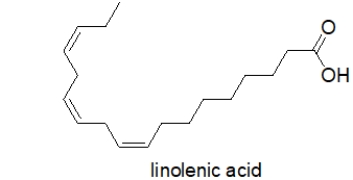 Which choice correctly numbers linolenic acid (shown below)using the delta system?