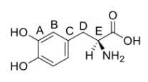 <strong>Which carbon of L-dopa is a chirality center? </strong> A) carbon A B) carbon B C) carbon C D) carbon D E) carbon E