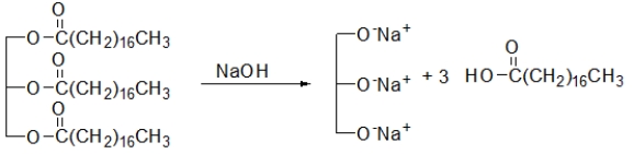 <strong>Which reaction is the saponification of a fat?</strong> A) B) C) D) E)