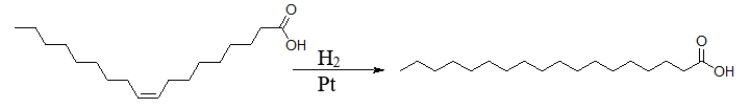 <strong>Foods that contain the product of the reaction shown below are labeled as </strong> A) hydrogenated or partially hydrogenated. B) fatty. C) oily. D) fat free. E) diet.