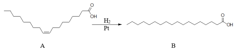 <strong>The reaction of fatty acid A is an example of a(n) </strong> A) neutralization. B) combustion. C) oxidation. D) reduction. E) condensation.