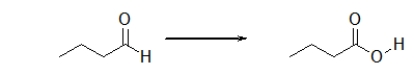 <strong>Is the aldehyde oxidized or reduced during the following reaction, and how can you tell? </strong> A) Neither.This is not an oxidation-reduction reaction. B) The aldehyde is neither oxidized nor reduced because the number of hydrogens does not change. C) The aldehyde is oxidized because it loses two hydrogens. D) The aldehyde is reduced because it loses two hydrogens. E) The aldehyde is oxidized because it gains an oxygen.