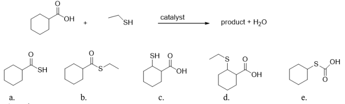 <strong>What is the product of the following reaction? </strong> A) product a B) product b C) product c D) product d E) product e