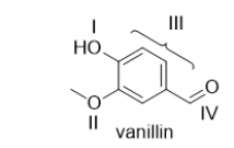 <strong>Vanillin is the molecule that gives vanilla extract its characteristic odor and flavor.Which functional group in vanillin is an aldehyde? </strong> A) I B) II C) III D) IV E) Vanillin does not contain an aldehyde.