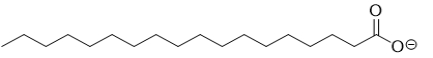 <strong>At physiological pH, what is the structure of stearic acid, a fatty acid? </strong> A) B) C) D) E)