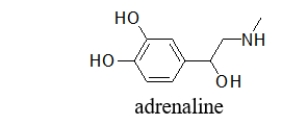 <strong>Can adrenaline form hydrogen bonds, and if so, which functional groups are involved? </strong> A) No, adrenaline is too stable to form hydrogen bonds. B) No, adrenaline has an aromatic ring that prevents it from forming hydrogen bonds. C) Yes, the amine hydrogen bonds. D) Yes, the alcohol hydrogen bonds. E) Yes, both the alcohol and amine hydrogen bond.