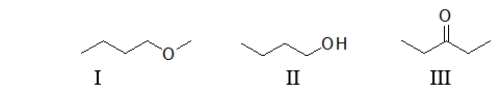 <strong>Which of the following molecules contain(s)an alcohol? </strong> A) All of these molecules contain an alcohol. B) I only C) II only D) III only E) Both I and II contain an alcohol.