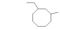 <strong>What is the IUPAC name of the following molecule? </strong> A) 2,4-cyclopentylhexane B) 1-ethyl-6-methylcyclooctane C) ethylmethylcyclooctane D) 1,3-ethylmethylcyclohexane E) 1-ethyl-3-methylcyclooctane