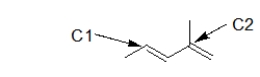 <strong>How many hydrogen atoms are attached to the carbons indicated below? </strong> A) C1: 2 C2: 0 B) C1: 0 C2: 2 C) C1: 1 C2: 1 D) C1: 0 C2: 1 E) C1: 1 C2: 0