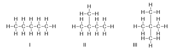 <strong>Arrange the molecules from lowest to highest boiling point. </strong> A) I < II < III B) II < III < I C) III < II < I D) II < I < III E) III < I < II