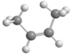 <strong>Below is an illustrated a molecule of butane.Which of the given choices is another molecule of butane in a different conformation? Assume that all atoms in each are visible. </strong> A) B) C) D) E)