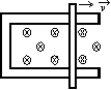 <strong>A rod lies across frictionless rails in a uniform magnetic field B, as shown.The rod moves to the right with speed v.In order for the emf around the circuit to be zero, the magnitude of the magnetic field should: </strong> A)not change B)increase linearly with time C)decrease linearly with time D)increase quadratically with time E)decrease quadratically with time