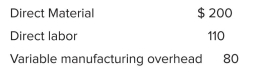 White Water Rafting Company manufactures kayaks, which sell for $565 each.The variable costs of production (per unit) are as follows: Budgeted fixed overhead in 20x1 was $400,000 and budgeted production was 50,000 kayaks.The year's actual production was 50,000 units, of which 47,000 were sold.Variable selling and administrative costs were $5 per unit sold; fixed selling and administrative costs were $75,000. Required: 1.Calculate the product cost per kayak under (a) absorption costing and (b) variable costing. 2.Prepare operating income statements for the year using (a) absorption costing and (b) variable costing. 3.Reconcile reported operating income under the two methods using the shortcut method.