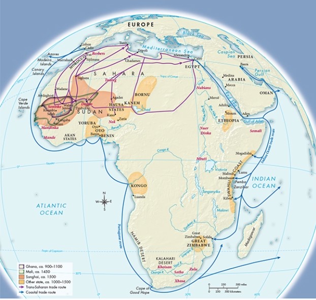 <strong>According to Map 10.2, African Kingdoms and Trade, ca. 800-1500, based on their size and number, along which major river did many of Africa's largest and most numerous trade centers develop? </strong> A) The Congo B) The Niger C) The Nile D) The Limpopo