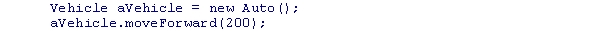 Consider the following code snippet: If the Auto class inherits from the Vehicle class, and both classes have an implementation of the moveForward method with the same set of parameters and the same return type, which statement is correct? A.The moveForward method of the Auto class will be executed. B.The moveForward method of the Vehicle class will be executed. C.You must specify in the code which class's moveForward method is to be used. D.It is not possible to determine which class's method is called.