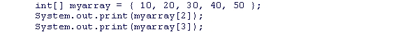 <strong>What is the output of the following code snippet?   </strong> A)1050 B)2030 C)3040 D)4050 <div style=padding-top: 35px> 