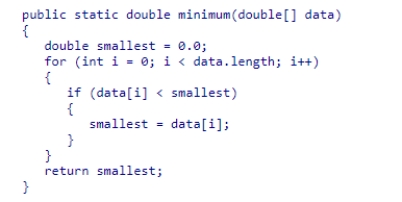 Select the statement that reveals the logic error in the following method.