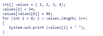 <strong>What is the output of the following code snippet?   </strong> A)86 2 24 4 B)86 24 3 4 C)1 86 24 4 D)1 2 24 86 <div style=padding-top: 35px> 