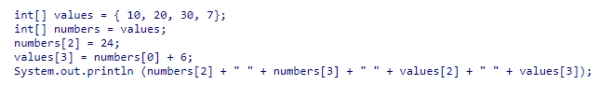 <strong>What is the output of the following code snippet?   </strong> A)24 0 30 16 B)24 0 30 6 C)24 7 30 16 D)24 16 24 16 <div style=padding-top: 35px> 