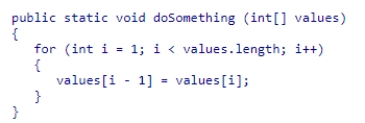 Assume the method doSomething has been defined as follows: What does the method do?