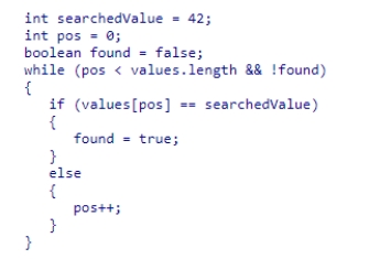 <strong>This code snippet is an implementation of what algorithm?   </strong> A)removing an array element B)finding the maximum value in an array C)calculating the mean of values in an array D)sequential search <div style=padding-top: 35px> 