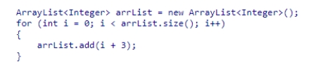 Consider the following code snippet: What value is stored in the element of the array list at index 0?