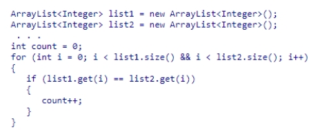 Consider the following code snippet, where the array lists contain elements that are stored in ascending order: Which one of the following descriptions is correct for the given code snippet?