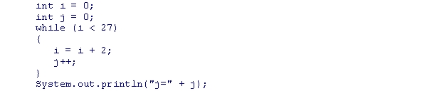 <strong>What is the output of the code fragment given below? </strong> A)j=27 B)j=12 C)j=13 D)j=14