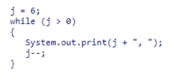<strong>What output does this while loop generate? </strong> A)No output is generated. B)6, 5, 4, 3, 2, 1 C)6, 5, 4, 3, 2, 1, D)The output is infinite.
