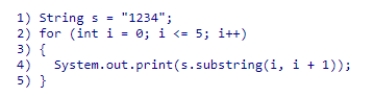 <strong>Is the code snippet written below legal? (lines are numbered for reference) </strong> A)Yes. B)No; there should be a semicolon at the end of line 2. C)No; for i = 4, s.substring(i, i + 1) will result in an StringIndexOutOfBounds error. D)No; line 4 should have no semicolon at the end.