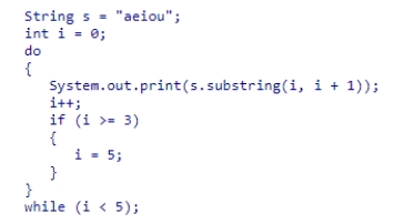 <strong>What is the output of the code snippet given below? </strong> A)a B)ae C)aeiou D)aei