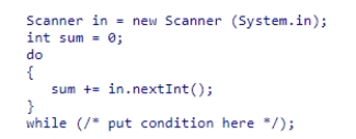 Which of the following conditions can be added to the code below so it will loop until the value of sum is greater than 100?