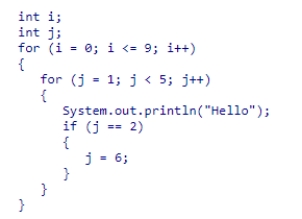 In the following code snippet, when does the execution of the program switch from the inner loop to the outer loop?