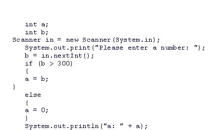 <strong>Assuming that the user provides 99 as input, what is the output of the following code snippet? </strong> A)a: 0 B)a: 99 C)a: 100 D)a: 300