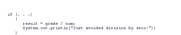 <strong>Which condition, when supplied in the if statement below in place of (...), will correctly protect against division by zero? </strong> A)(grade == 0) B)((grade / num) == 0) C)(num == 0) D)(num != 0)