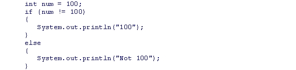 <strong>What is the output of the following code snippet? </strong> A)There is no output due to compilation errors. B)100 C)Not 100 D)100. E)Not 100.