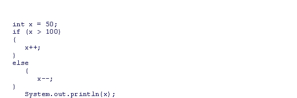 <strong>What is the output of the following code snippet? </strong> A)49 B)50 C)51 D)52