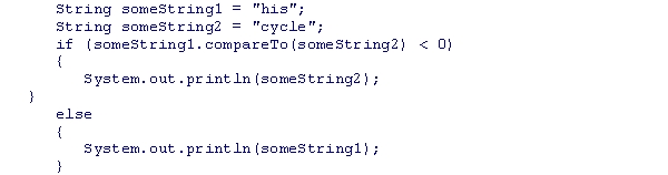 <strong>What is the output of the following code snippet? </strong> A)his B)hiscycle C)cycle D)There is no output due to compilation errors.