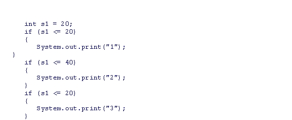<strong>What is the output of the following code snippet? </strong> A)1 B)2 C)3 D)123