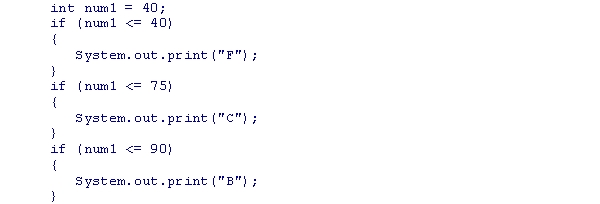 <strong>What is the output of the following code snippet? </strong> A)F B)C C)B D)FCB