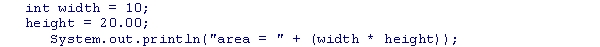 <strong>What is wrong with the following code snippet? </strong> A)The code snippet uses an uninitialized variable. B)The code snippet uses an undeclared variable. C)The code snippet attempts to assign a decimal value to an integer variable. D)The code snippet attempts to add a number to a string variable.