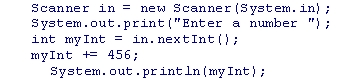 What does the following statement sequence print if the user input is 123?