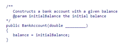Given this method comment, fill in the blank in the method implementation.   