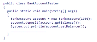 Complete the following tester program by choosing the line that prints the expected outcome.